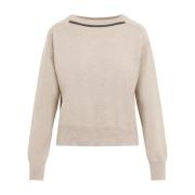 Brunello Cucinelli Lyxig Cashmere Sweater Nude Neutrals Beige, Dam