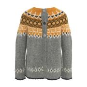 Semicouture Grå Jacquard Kofta Aw24 Multicolor, Dam