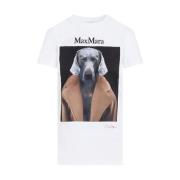 Max Mara Vit T-shirt med tryckt hund White, Dam