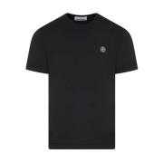 Stone Island Svart Bomull T-shirt Rund Hals Black, Herr