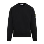 Stone Island Svart Bomull Crewneck Sweatshirt Aw24 Black, Herr