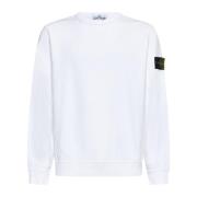 Stone Island Vit Bomull Crew Neck Sweatshirt White, Herr