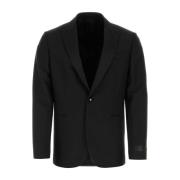 Versace Stilren Svart Ull Blazer Black, Herr