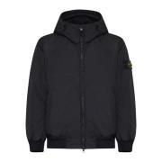 Stone Island Svart Dunjacka med Hög Krage Black, Herr