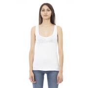 Just Cavalli Strandkläder Tank Top med Rhinestone Logo White, Dam