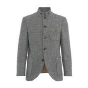 Luis Trenker Grå Herringbone Blazer Höj Stil Gray, Herr