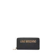 Moschino Svart Läder Dragkedja Plånbok Black, Dam