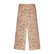 Stella McCartney Beige Tiger Print Sidensbyxor Beige, Dam