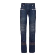 Balmain Denim straight-leg biker jeans Blue, Herr