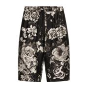 Dolce & Gabbana Blommig Silkes Shorts Gray, Herr