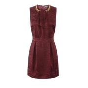 Elisabetta Franchi Bordeaux Crepe Jacquard Miniklänning Red, Dam