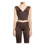 Knwls Brun V-ringad Bustier Topp Brown, Dam