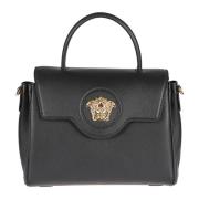 Versace Svart Läder La Medusa Handväska Black, Dam