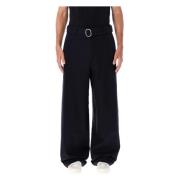 Jil Sander Svarta Ullblandning Breda Byxor Black, Herr