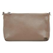 Estro Kvinnors Mörk Beige Läder Crossbody Väska Er00115560 Beige, Dam