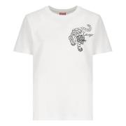 Kenzo Vit Bomullst-shirt med Broderi White, Dam