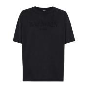 Balmain Broderad Logotyp Crew Neck T-shirts Gray, Herr