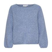 Saint Tropez Blå Melange Ull Pullover Tröja Blue, Dam