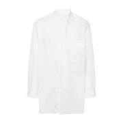 Y-3 Vit Lång-Passform Poplin Skjorta White, Herr