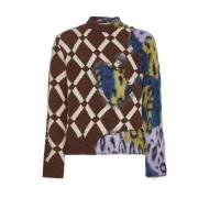 Marni Färgblock Tröja Diamant Leopard Design Multicolor, Herr