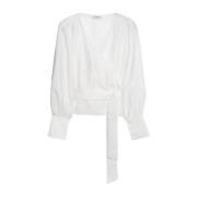 IVY OAK Organza Wrap Blus med Långt Bälte White, Dam