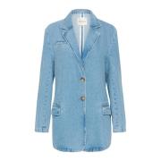 My Essential Wardrobe Denim Blazer Jacka Medium Blue Wash Blue, Dam