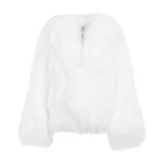 The Attico Lyxig Vit Pälsrock Aw24 White, Dam