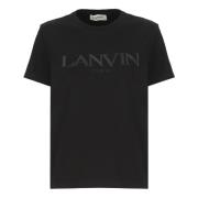 Lanvin Svart Bomull T-shirt Rund Hals Korta ärmar Black, Dam