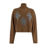 Ermanno Scervino Paljett Turtleneck Sweater Brown, Dam