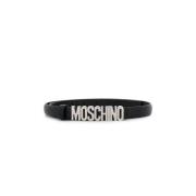 Moschino Svart Logo Plaque Läderbälte Black, Dam