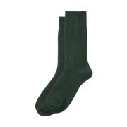 RoToTo Räfflade Crew Socks i Grön Bomull Ull Green, Herr