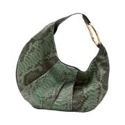 Biagini Salvia Python Skuldväska med Mässingsaccessoar Green, Dam