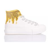 Mimanera Handgjorda Vita Guld Sneakers White, Dam