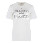 Elisabetta Franchi Ribbad Bomull Crew-Neck T-shirt White, Dam