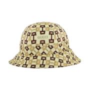 Gucci Horsebit-Print Bucket Hat Multicolor, Dam