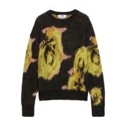 Msgm Blommig Intarsia Stickad Tröja Multicolor, Herr