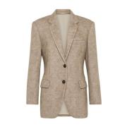 Brunello Cucinelli Signatur Kedja Detalj Jackor Beige, Dam