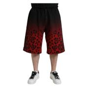 Dolce & Gabbana Röda Leopardmönstrade Bermuda Shorts Multicolor, Herr