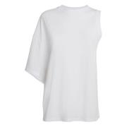 A.w.a.k.e. Mode Draped Ärm Bomull Tee White, Dam