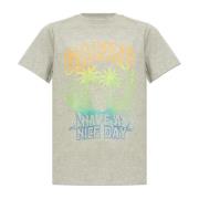 Ganni Tryckt T-shirt Gray, Dam