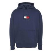 Tommy Jeans Liten Fleece Hoody Hoodie Blue, Herr