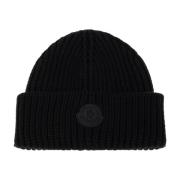 Moncler Ullmössa med logopatch Black, Herr