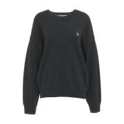 Crush Grå Stickat Aw24 Black, Dam