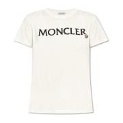 Moncler T-shirt med logotyp White, Dam