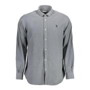 U.s. Polo Assn. Blå Broderad Slim Fit Bomullsskjorta Gray, Herr