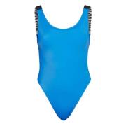 Calvin Klein Scoop Back One Piece Swimsuit Blue, Dam