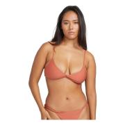 Volcom Enkel Sömlös Bikini Topp Orange, Dam