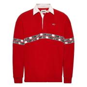 Tommy Jeans Tape Rugby Short Sleeve Polo Red, Herr