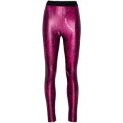 Versace Jeans Couture Fuchsia Lizard Print Leggings Pink, Dam