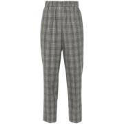 Peserico Slim Fit Tartan Check Wool Trousers Gray, Dam